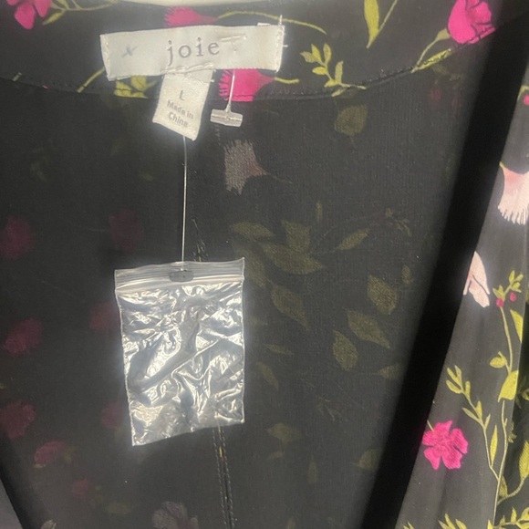 Joie Acantha 3/4 Sleeve Black Floral‎ Wrap Dress Size Large​ - Picture 7 of 7